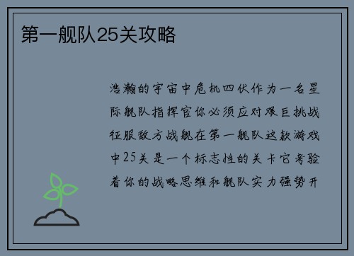 第一舰队25关攻略